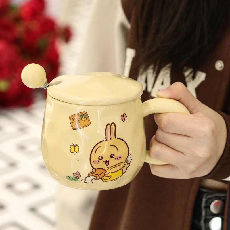 Japan Chiikawa Gift Kawai Hachiware Usagi Ceramic Cup with Lid Spoon Cute Cartoon Mug for Boys and Girls Birthday Gift Cup M251206 - view 3