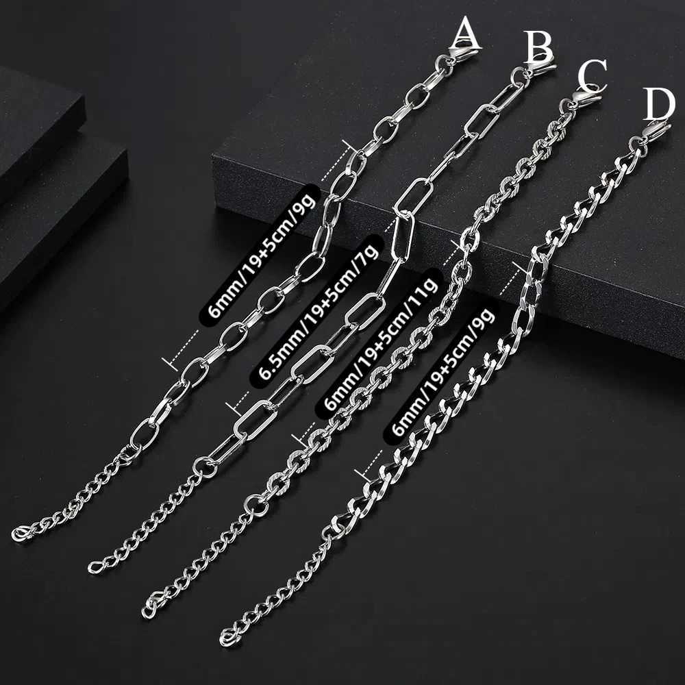 Stylish Chain Bracelets for Men BoysWaterproof Adjustable Stainless Steel Chain Links WristbandHip Hop Punk Jewelry Gifts W251206
