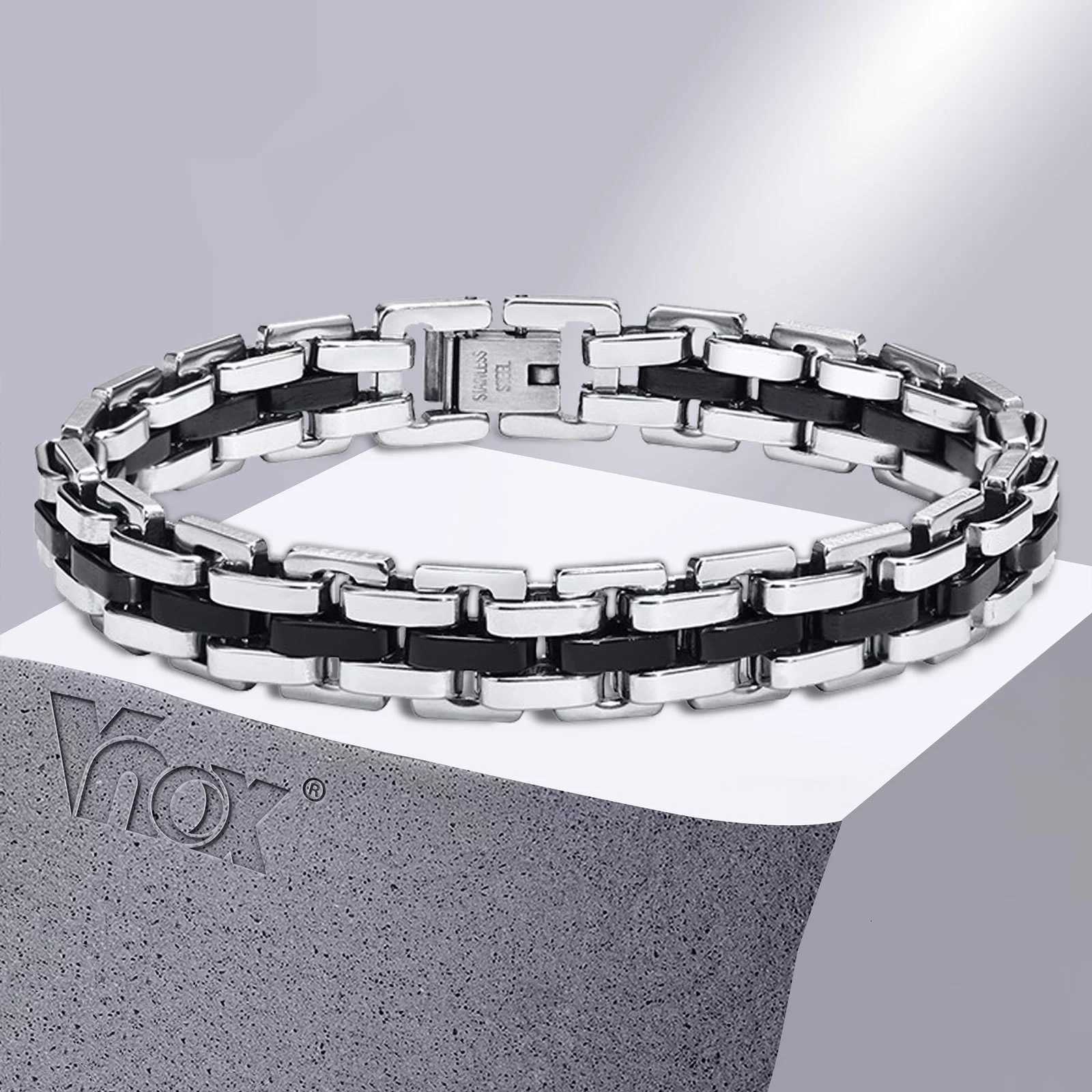 Vnox Stylish Strap Chain Bracelets for Men Boys Gift Jewelry 107MM Wide Stainless Steel Links Wristband Fathers Day Gift Dad W251206