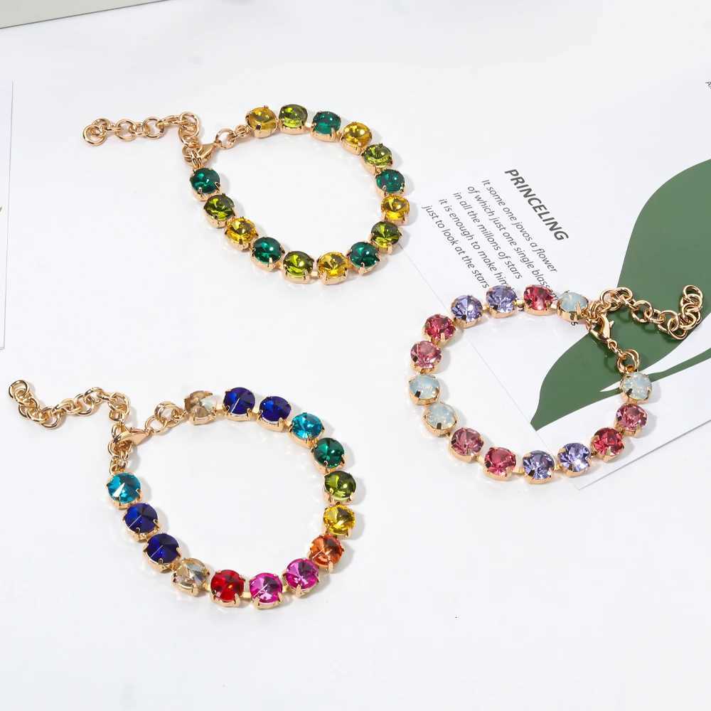 New Design Hot Deal Crystal Charms Bracelets For Women Claw Drill Set Colorful Crystal Bracelets Lobster Clasp Link Chain W251206
