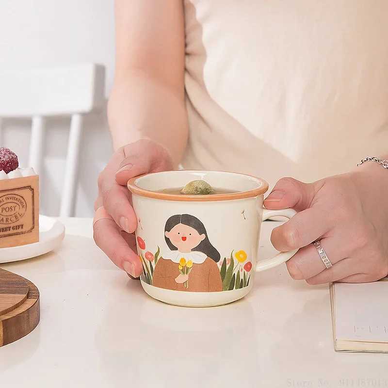 1pc Creative High Beauty Cartoon Ceramic Dad/Mom/Little Boy/Little Girl Cup Household Cute Gift Breakfast Milk Coffee Mug M251206