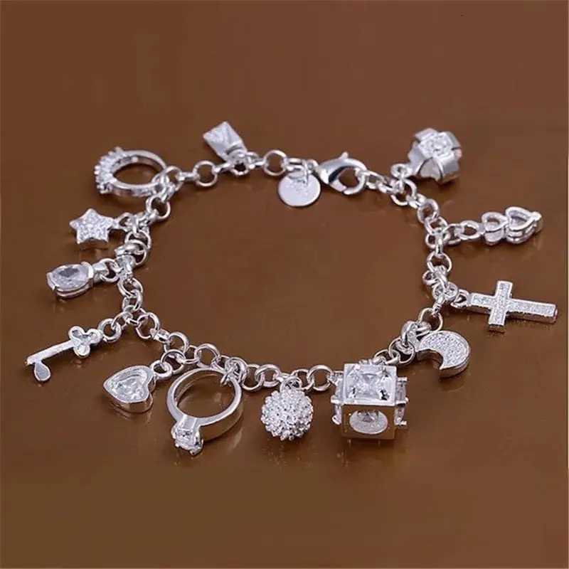 Bracelet European and American Silver Fashion Thirteen Pendant Bracelet Womens Multi-Element Jewelry Simple Style Bracelet Whol W251206