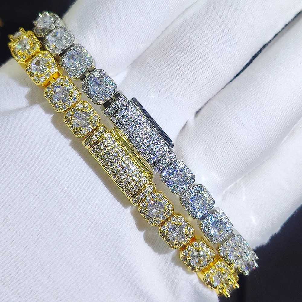 7mm Iced Tennis Chain Bracelet Bling Zircon Cluster Diamond 18k Gold Plated Bracelet for Women Men Birthday Gift Hip Hop Jewelry W251206