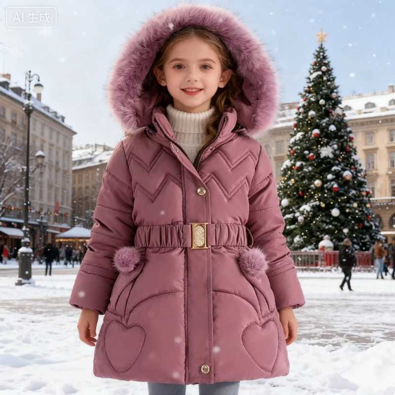 2025 Kids Down Long Outerwear Winter Autumn Teen Cotton Clothes Girls Cotton-Padded Parka Coats Big Children Thicken Warm JacketW251206
