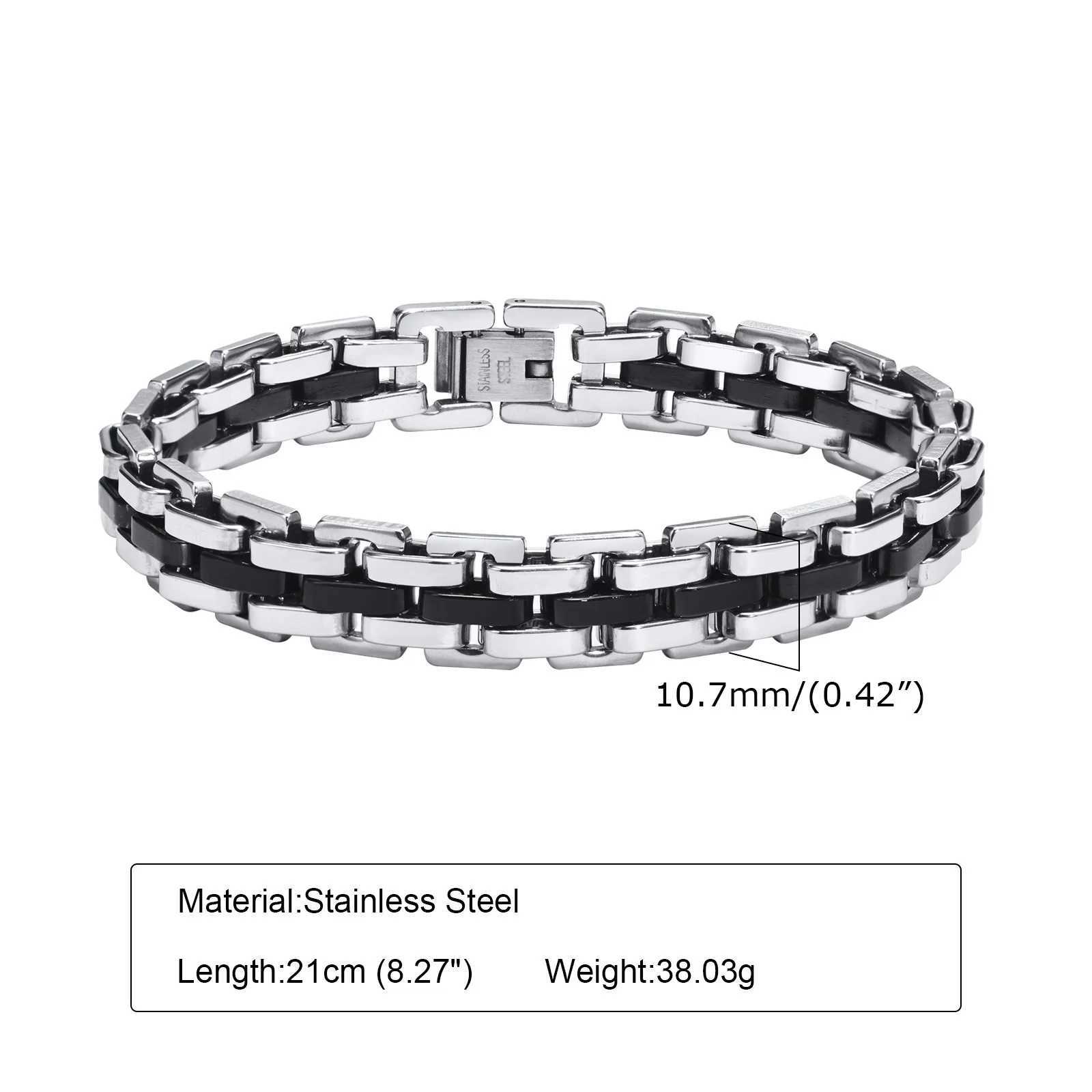 Vnox Stylish Strap Chain Bracelets for Men Boys Gift Jewelry 107MM Wide Stainless Steel Links Wristband Fathers Day Gift Dad W251206