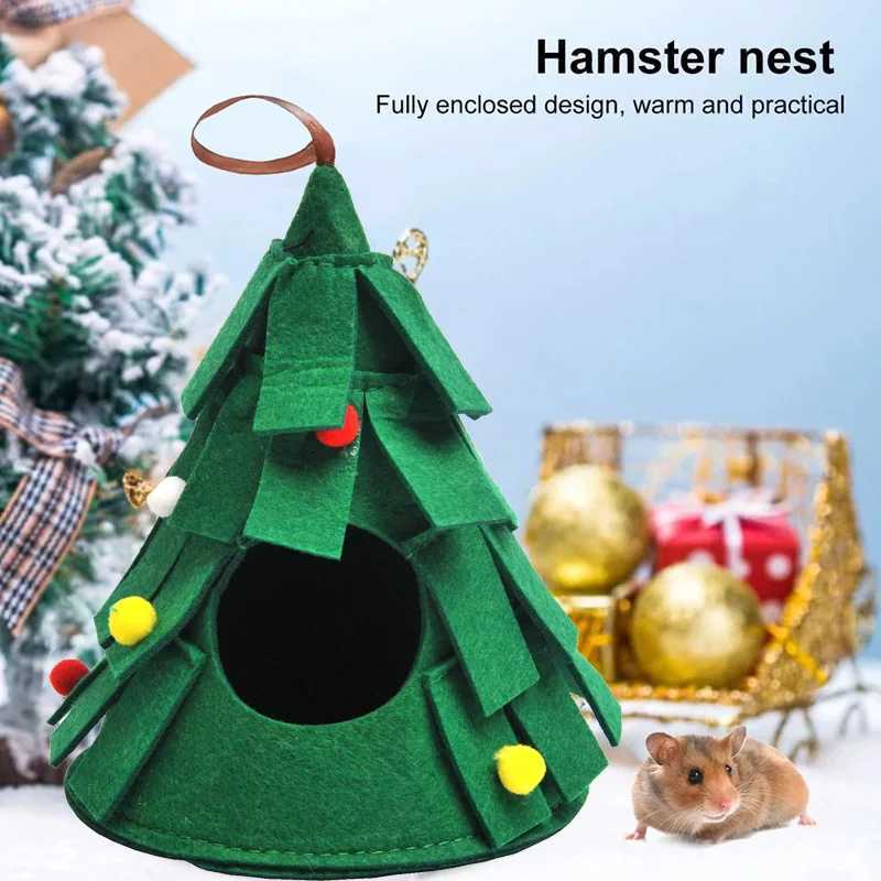 Hamster Christmas Tree Warm Cozy Hamster Christmas Toy Warm Guinea Pig Bed Hideaway Hamster Nest Christmas Bed for Small Animal M251206
