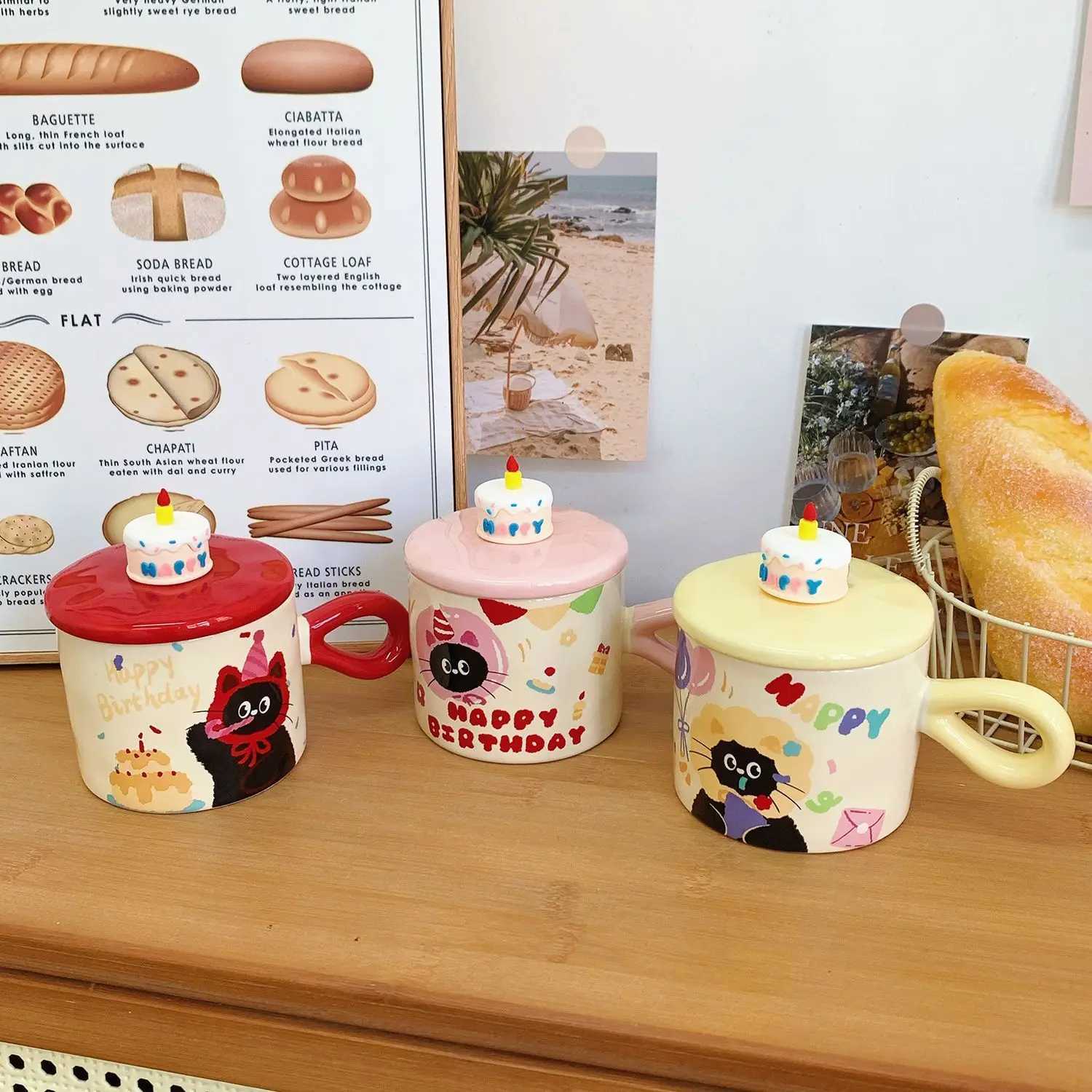 Cute Cat Covered Ceramic MugHigh-end Coffee MugsCouple Birthday Gift Water Cup Home Breakfast Milk CupsChristmas Kawaii Cup M251206 - view 6