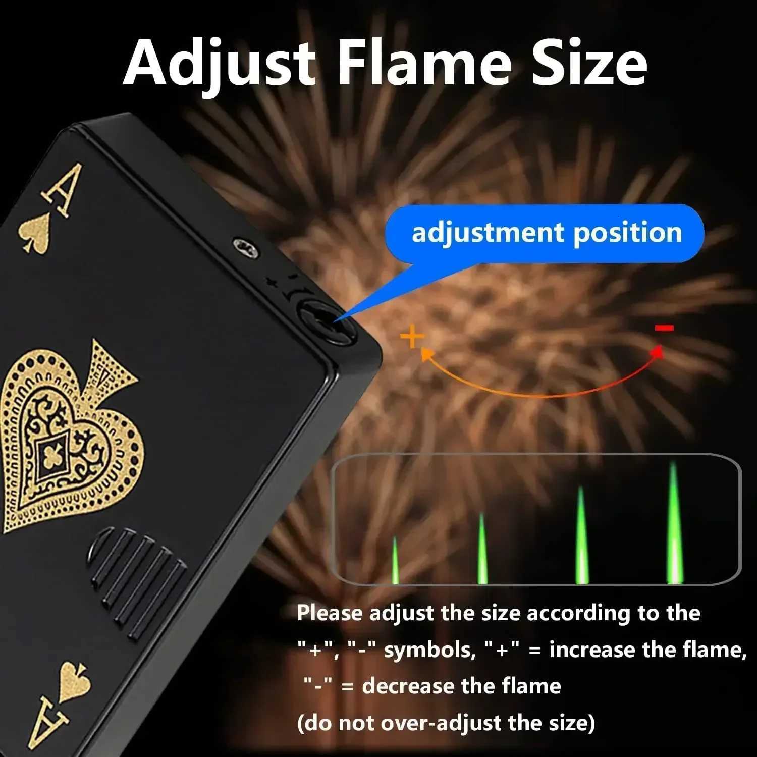 Metal Playing Cards Butane Lighter Windproof Jet Flame Ace of Spades Cigarette Lighter Fun Gift For Men Smoking Accessories H251206