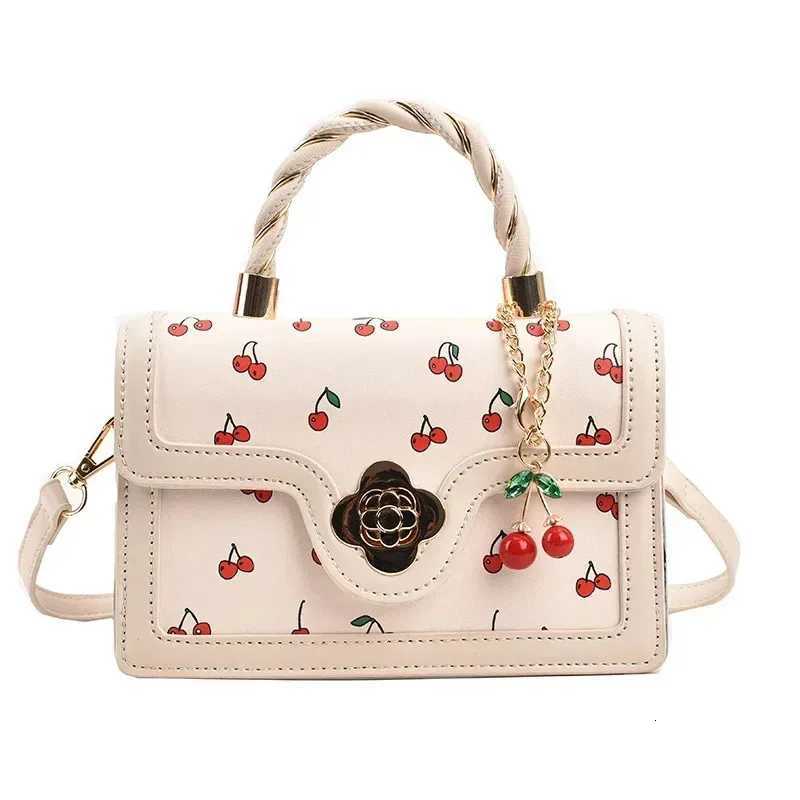 Sweet Cherry Square Chains Crossbody Bags for Woman Luxury Designer Brand New Female Black Green Yellow HandBagT251206