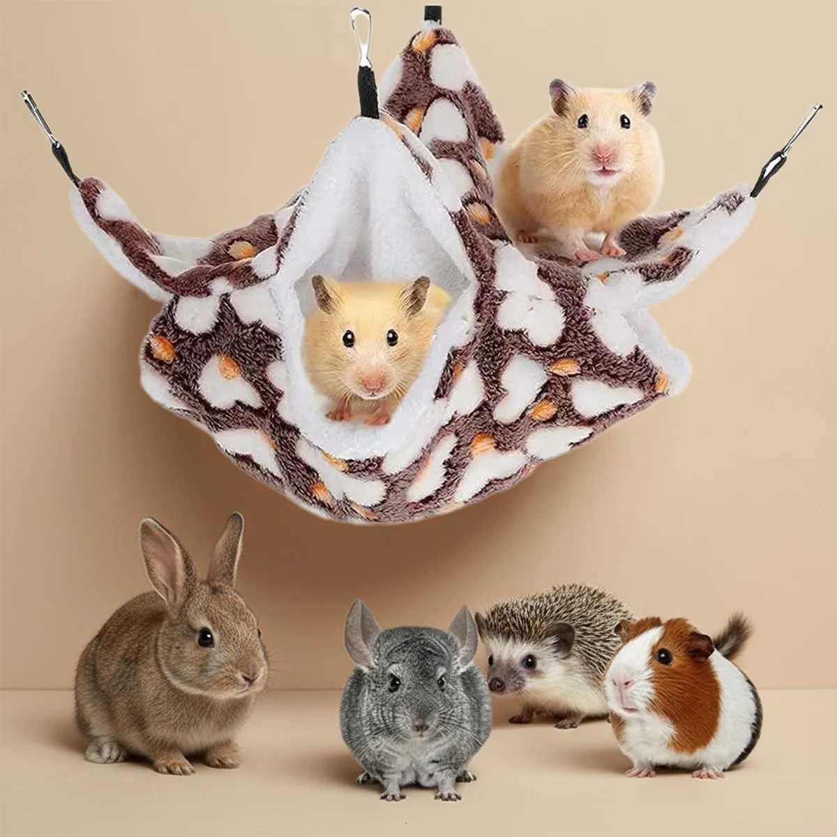 Double Layered Hamster Plush Hammock Cozy Warm Four Seasons Small Pet Hanging Nest Pet Supplies for Small Pet Hamster Guinea Pig M251206