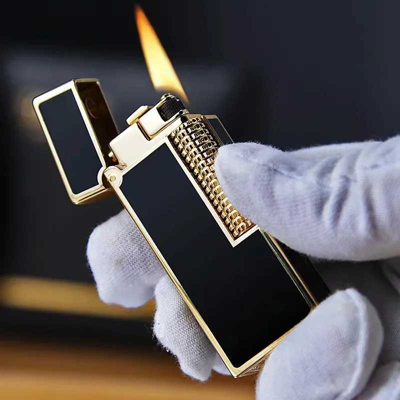 Kerosene Lighter Z728 Narrow hine Flip-top Resin Craft Business Side-sliding Mechanical Lighter H251206