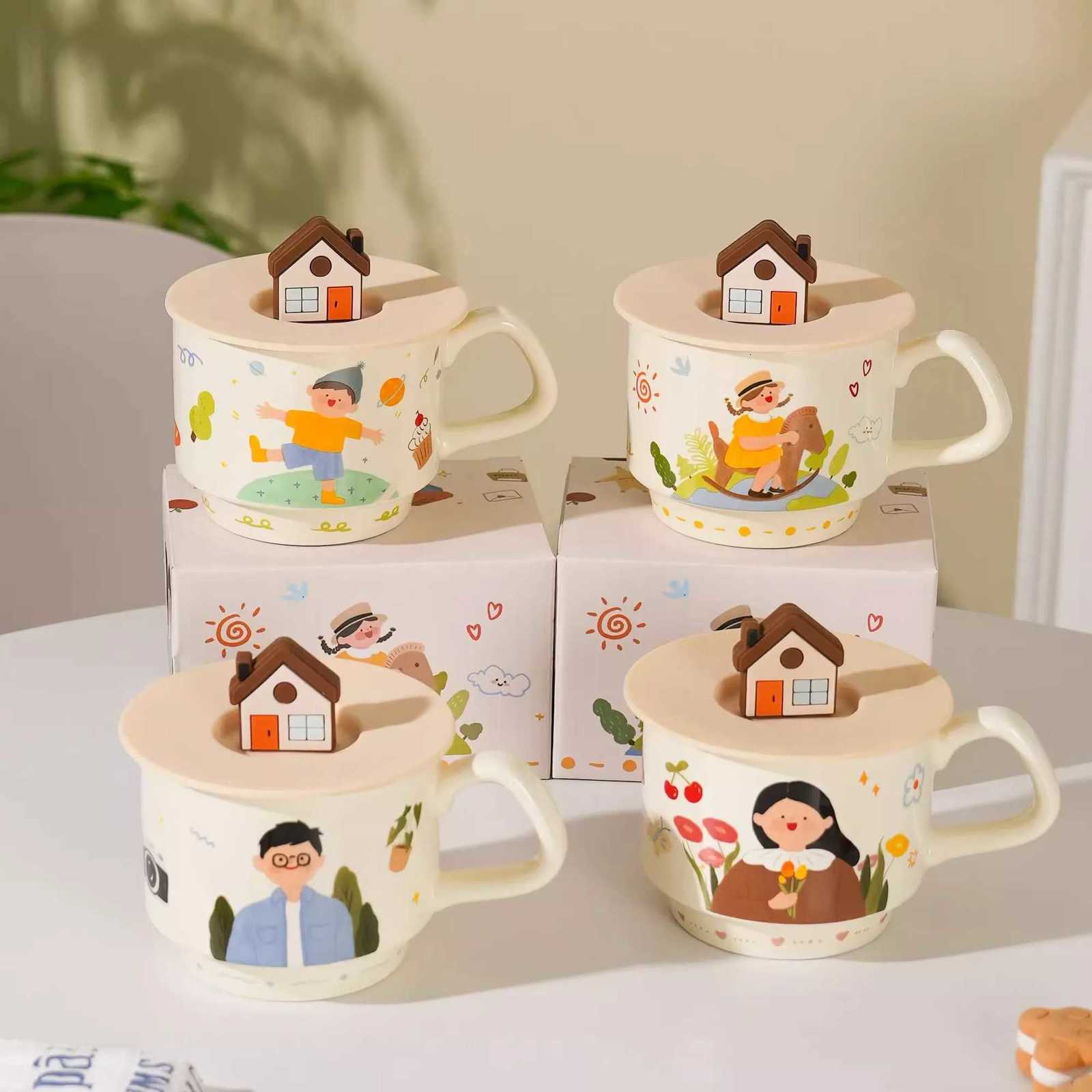 Gift Box Style Cartoon Character Ceramic Mugs New Household 320ml Handle Cups High Temperature Applique Craft High Aesthetic Cup M251206 - view 3