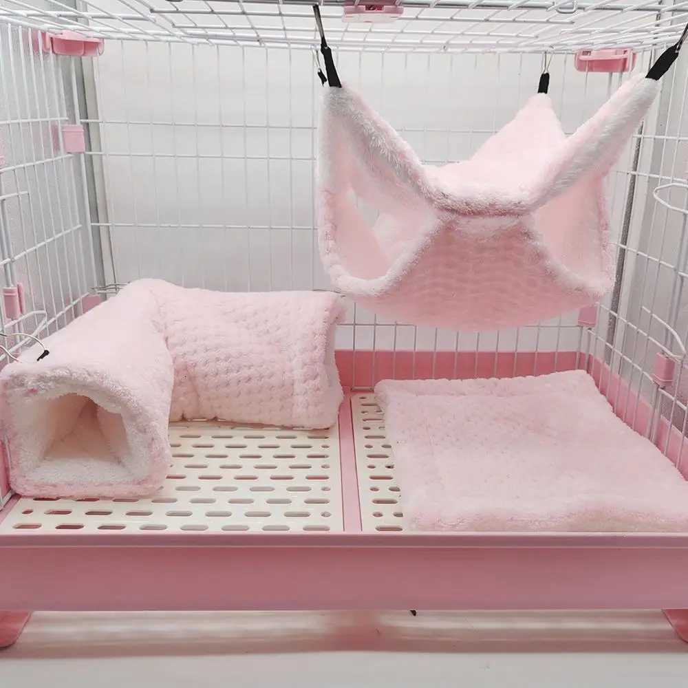 Hamster Nest Winter Bed House Shed Hanging Hammock Cage Tunnel Plush Hideaway for Hamster Guinea Pigs Sugar Small Pet M251206