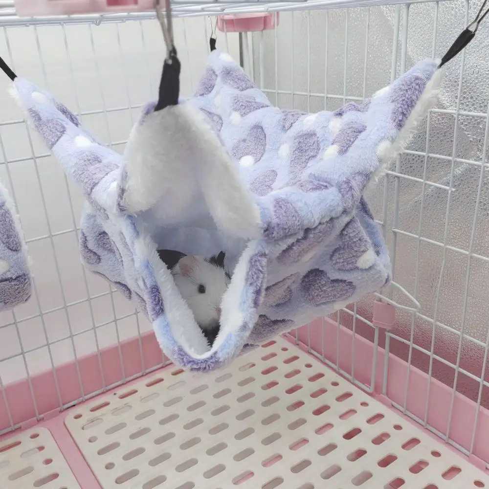 Hamster Hammock Small Pet Hanging Bed Double Warm Thickened Honeybug Flying Squirrel Guinea Pig Hammock Pet Cage Accessories M251206