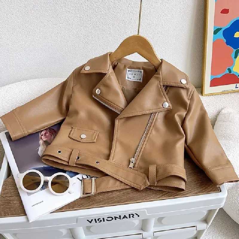 Boys Pu Leather Jackets Spring Autumn Children Handsome Outerwear Kids Zipper Trends Coats Baby Classics Clothes 2-8 YearsW251206