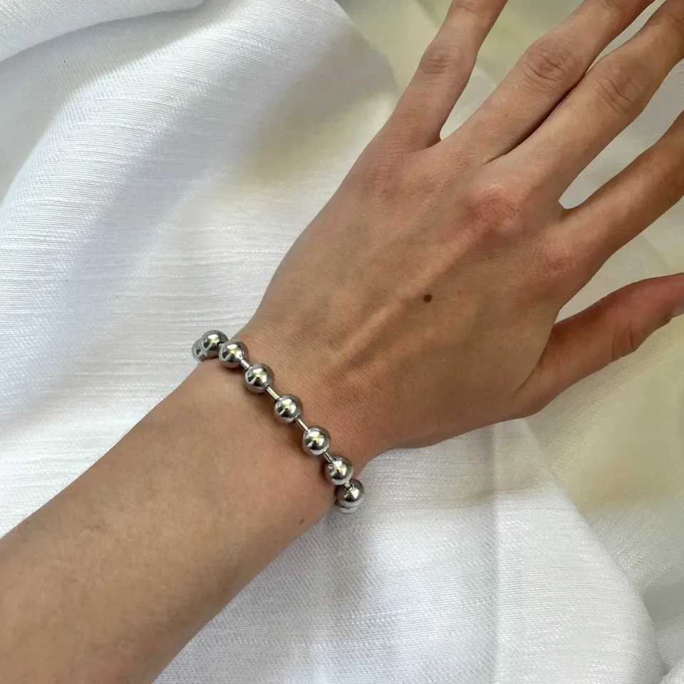 6mm 8mm 10mm Stainless Steel Bracelet For Men Women Beads Bracelet Grunge Chunky Ball Chain Bracelet Y2K Punk Style Jewelry W251206