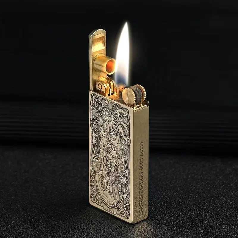 Mechanical Autatic Lifting Lighter Creative Personality Brass Kerosene Cigarette Lighter Creative Mens Gift H251206