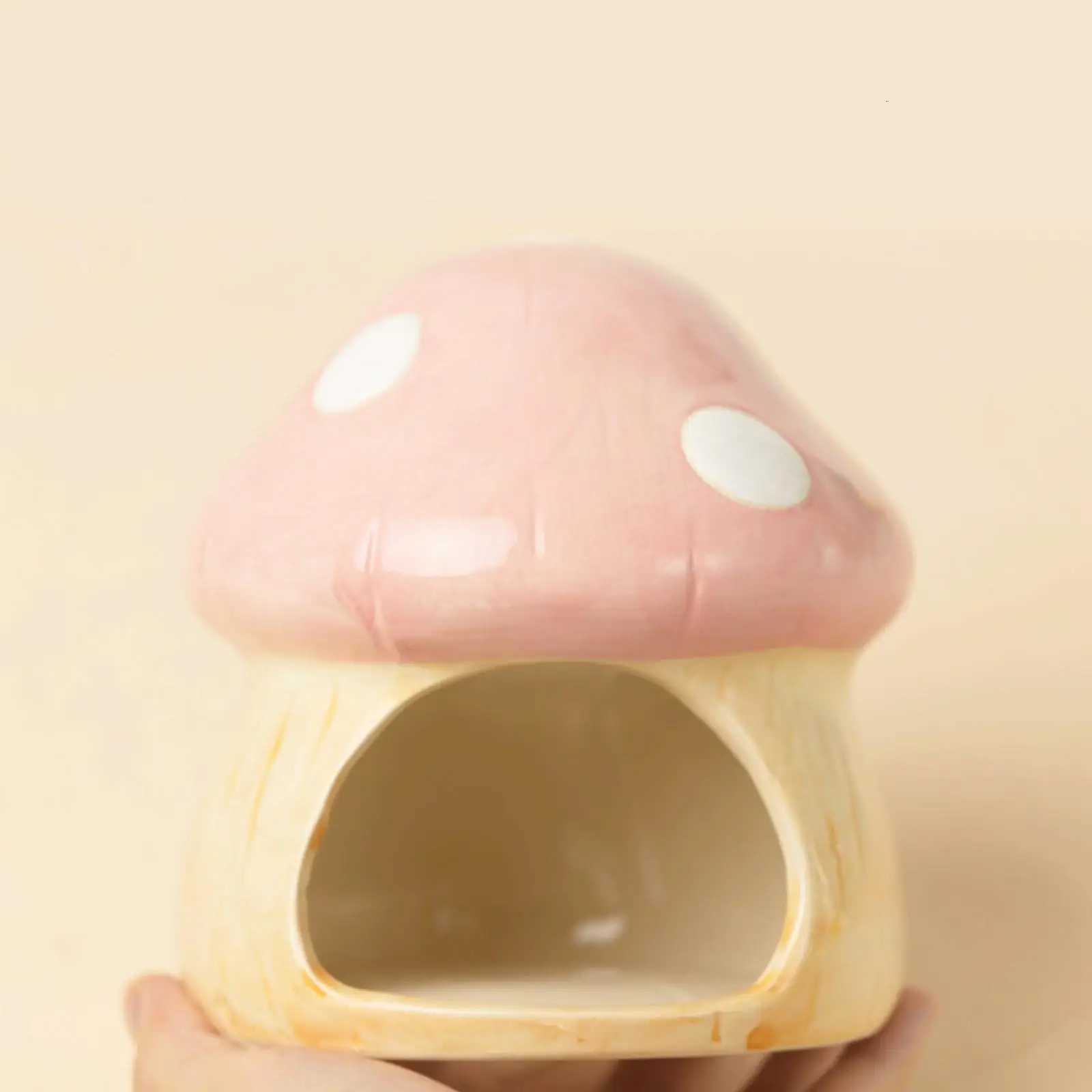Ceramic Mushroom Shaped Hamster House Cartoon Guinea Pig Sleeping Nest for Chinchilla Hedgehog Rat Small Animals Supplies M251206
