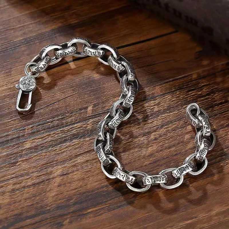 2023 Factory Price High Quality S925 Sterling Silver New Six-Character Mantra Bracelet Men Women Retro Trend Jewelry Gift W251206