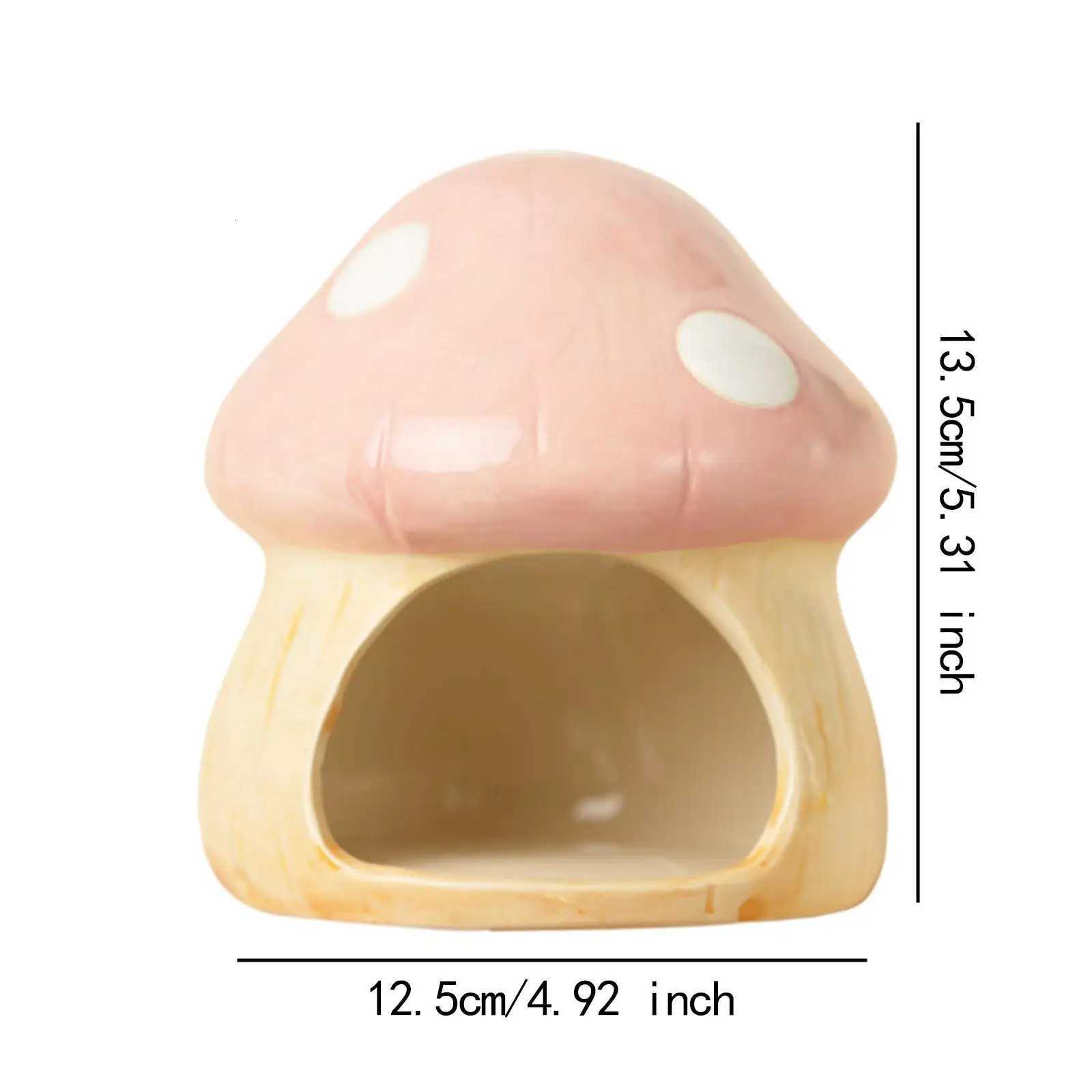 Ceramic Mushroom Shaped Hamster House Cartoon Guinea Pig Sleeping Nest for Chinchilla Hedgehog Rat Small Animals Supplies M251206