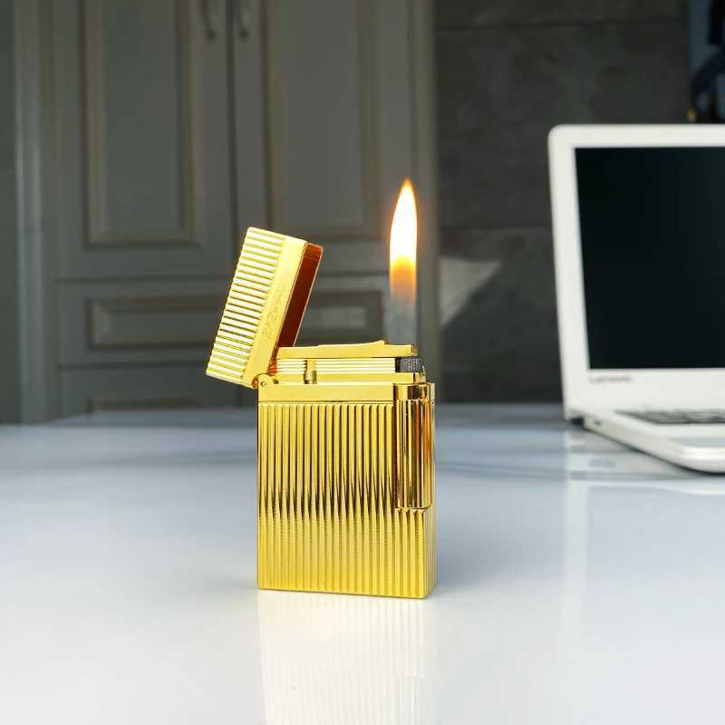 Windproof Lighter with Bright Sound for Men Retro Cigarette Gift Brass Shell New H251206