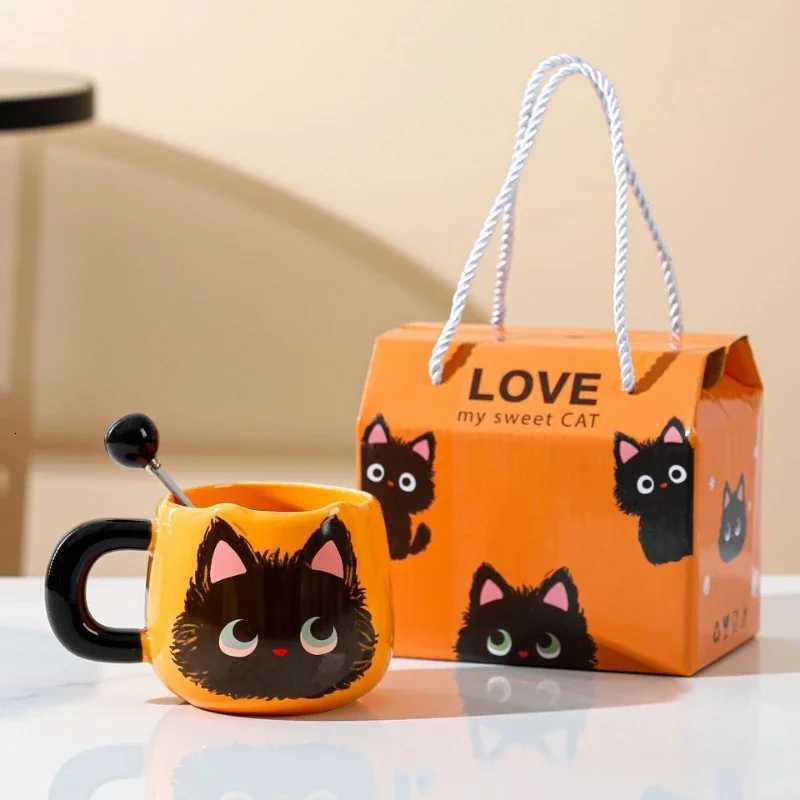 Cute Cat Ceramic Mug Gift Box Household Water Cup Large Capacity Coffee Cup with Spoon M251206 - view 4