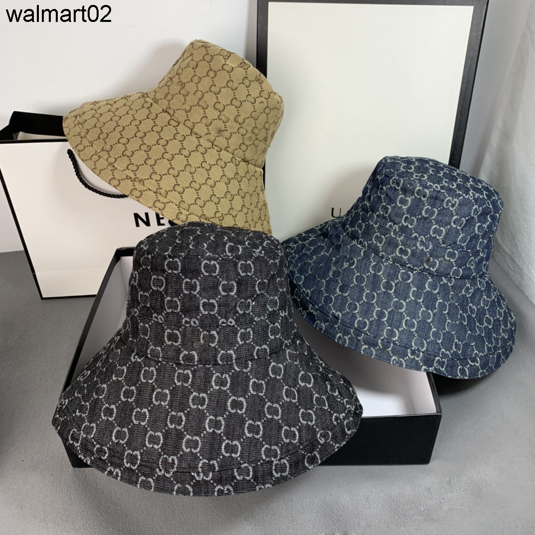 Womens Denim Material Designer bucket hat Outdoor Vacation Tourism Sunshade Sunscreen Metal Letter Printing casquette gg guccis gucciis casquette 6GMY