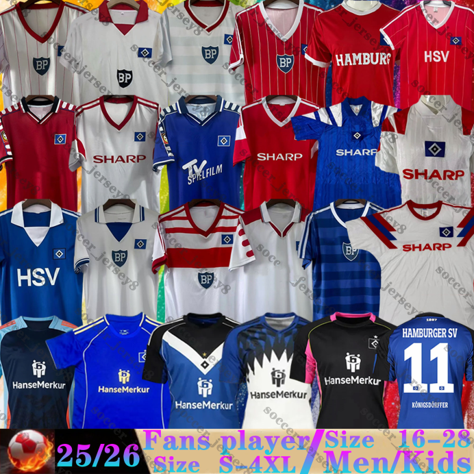 25 26 Hamburger SV Soccer Jerseys Retro 83 84 8688 74 75 DOMPE REMBERG GLATZEL 2025 2026 Football Shirts men Kids kits HSV KONIGSDORFFER NEMETH REIS MEFFERT PHERAI