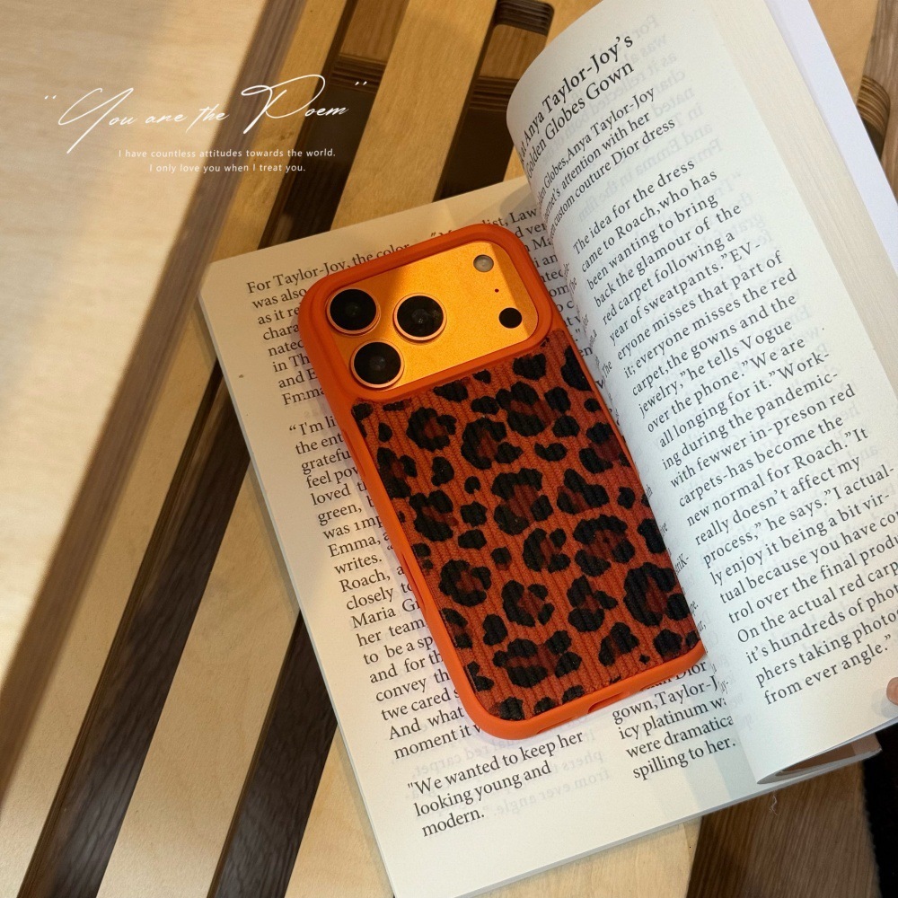 Corduroy Leopard Print Phone Case Compatible with iPhone 17 Apple 16 Max Autumn Winter 15 Pro European American 14 Women