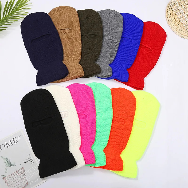 Motorcycle Windproof Full Face Knit Hats Custom SkiMask Men Warm Wool Balaclava embroidery Winter hats Knitted 1/3Holes Ski Mask 251128