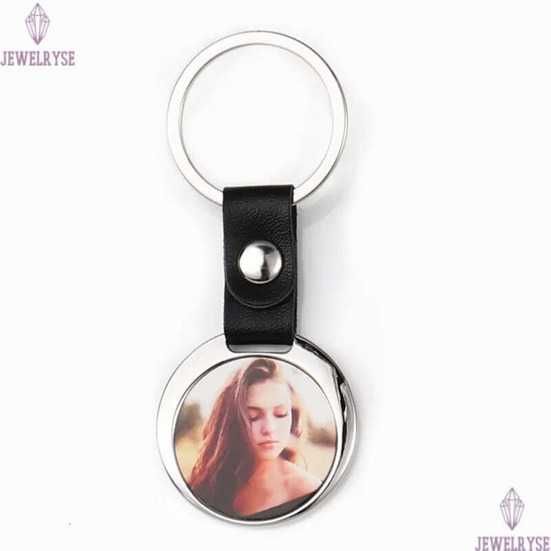 Fashion Thermal Transter DIY sublimation blank kechains leather square round oval kechain photo frame kering Silver Plated Allo Car Ke Ring Souvenir