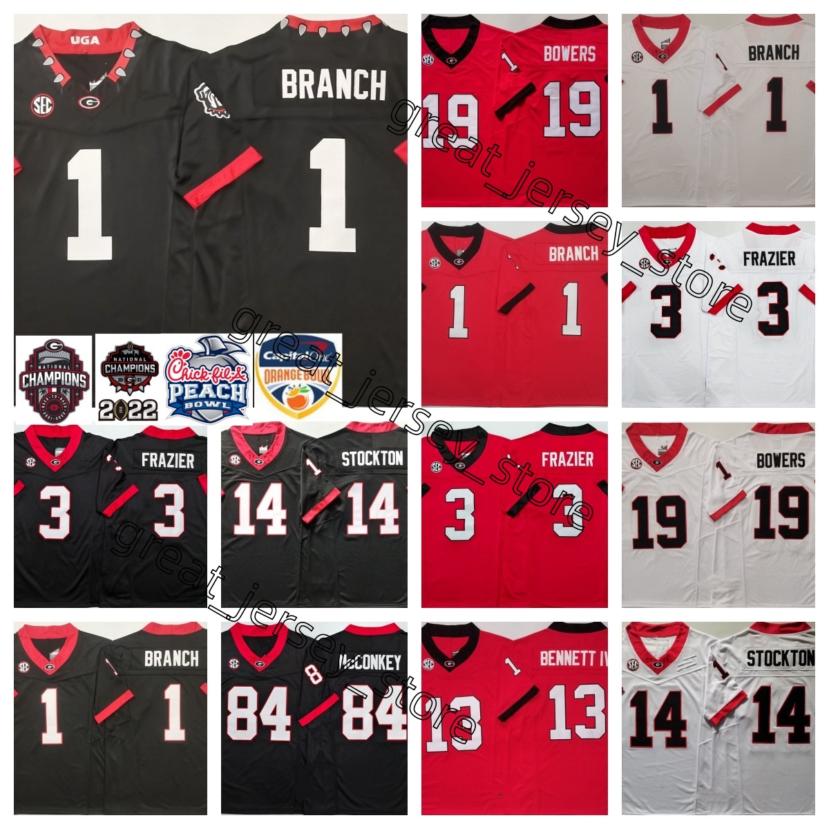 Maglia Da Calcio Georgia 19 Brock Bowers 84 Ladd Mcconkey 13 Bennett IV Zachariah Branch 1 # 3 Nate Frazier Gunner Stockton Uomo Donna Gioventù S-4X-image