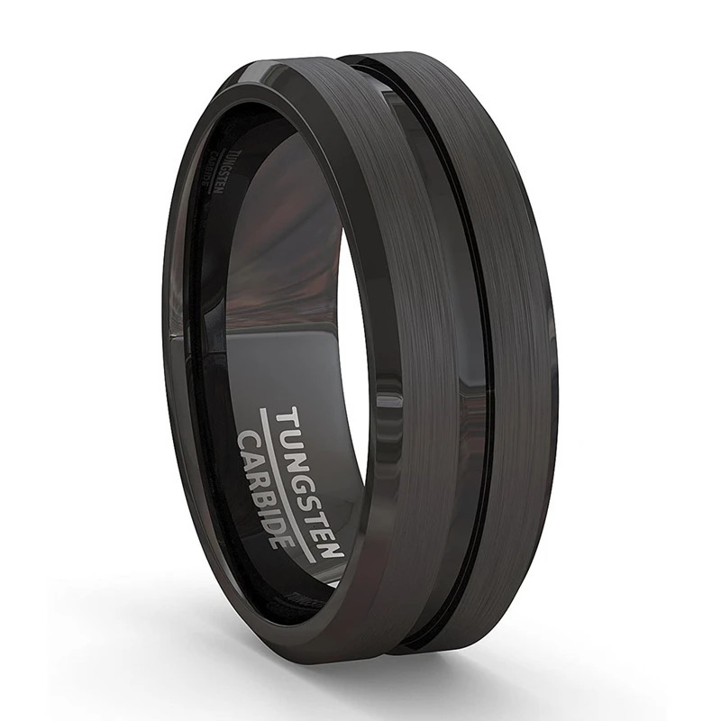 8mm Men Rings Jewelry Black Groove Matte Stainless Steel Wedding Engagement Party Gift Anniversary Rings Jewelry 251205