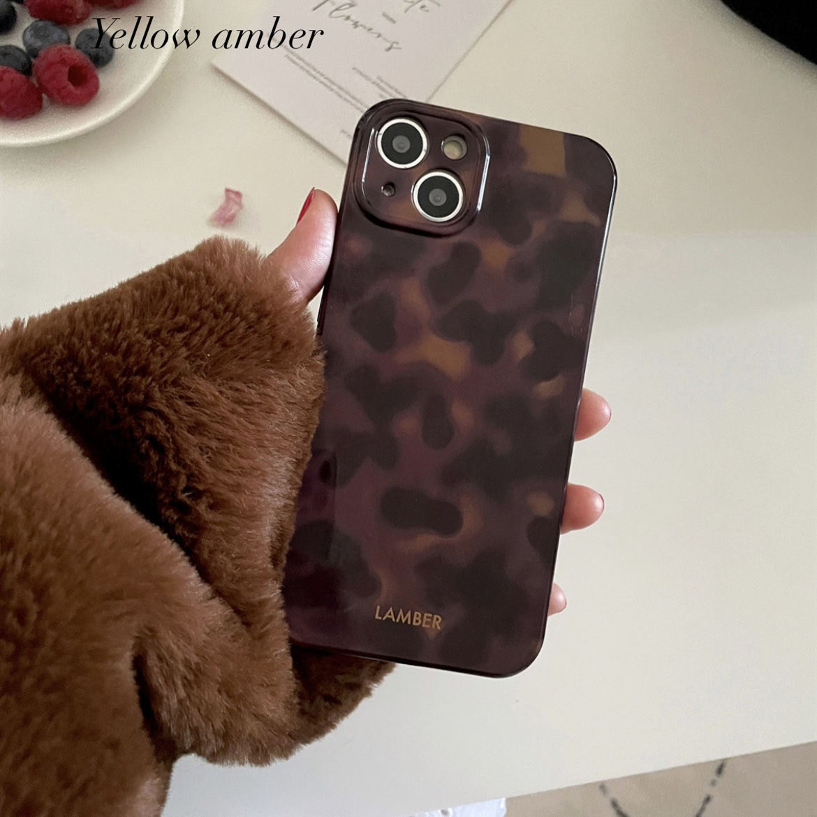 Nordic Style Retro Amber iPhone 17 Pro Max Case Compatible with Apple 16 Leopard Pattern 15 Shockproof 14 for Women