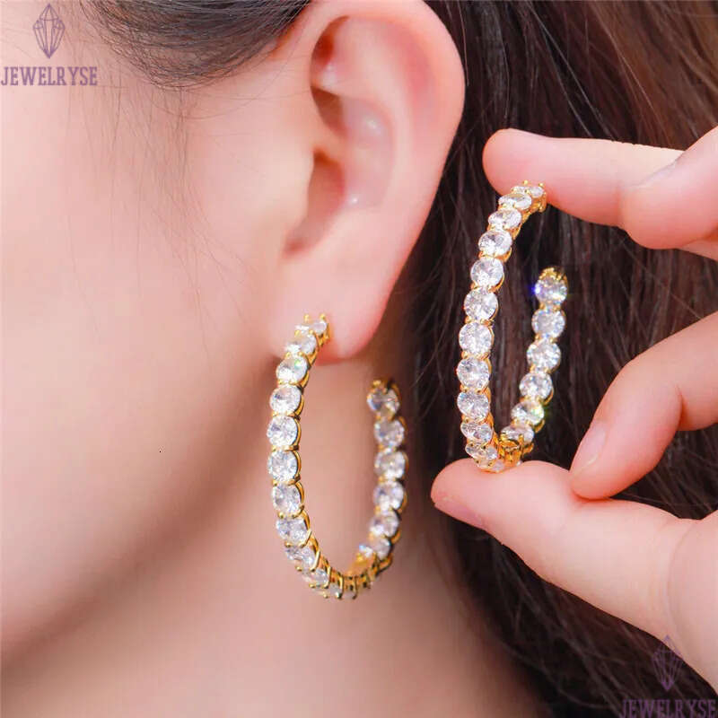 fashion hoop earrings for woman party AAA cubic zirconia pink white CZ 925 sterling silver post jewelry 18k gold circle copper diamond designer earrin