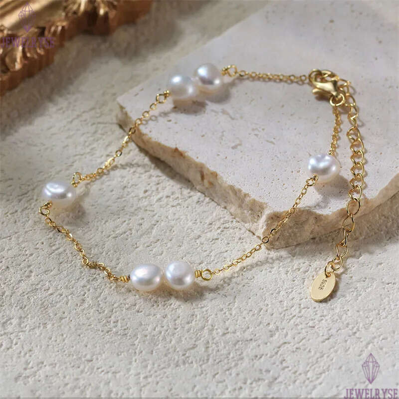 14k gold natural pearl bracelet designer woman s925 sterling silver chain fashion luury chains bracelets womens jewelry girls birthday friend chirstma