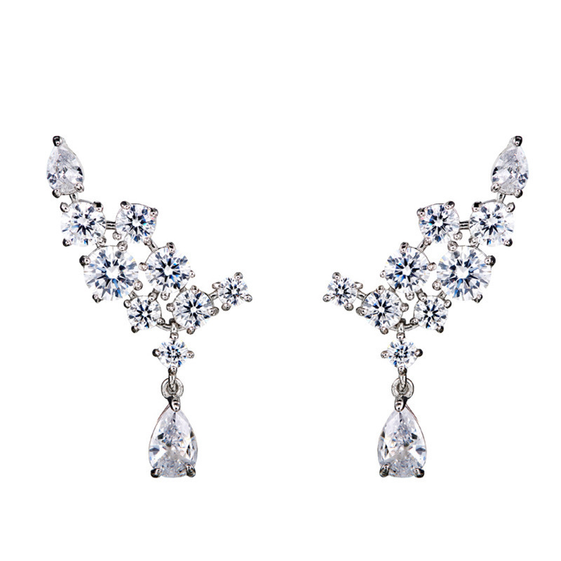 2026 Sparkling Handmade Stud Earrings Luxury Jewelry 925 Sterling Silver Water Drop 5A Zircon CZ Diamond Gemstones Party Wing Party Women Wedding Earr
