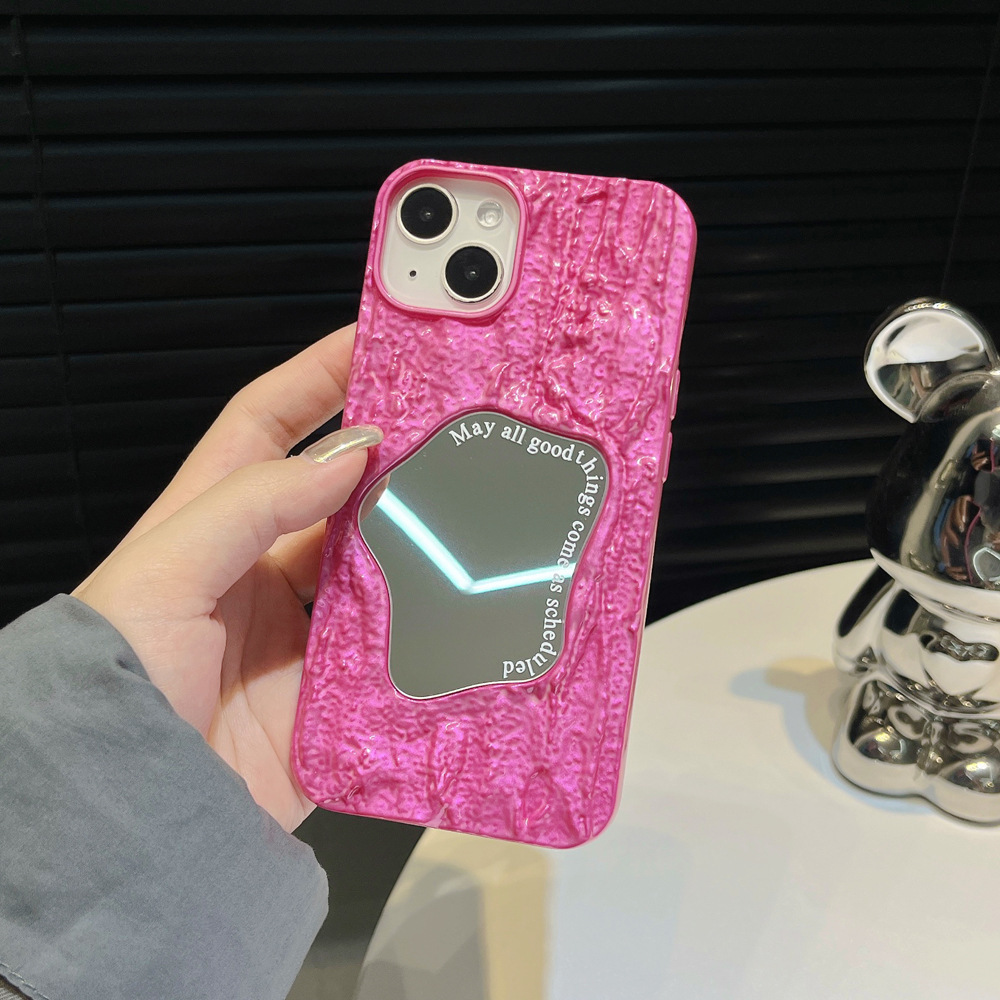 Dopamine Solid Color Wrinkle Mirror iPhone 17 Pro Max Apple 16 Phone Case 15 High-end Feel 14 for Women