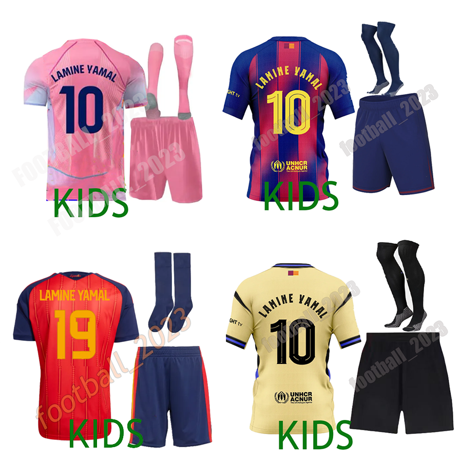 25 26 27 LAMINE YAMAL Kids Football Kits - Soccer Jerseys for Ages