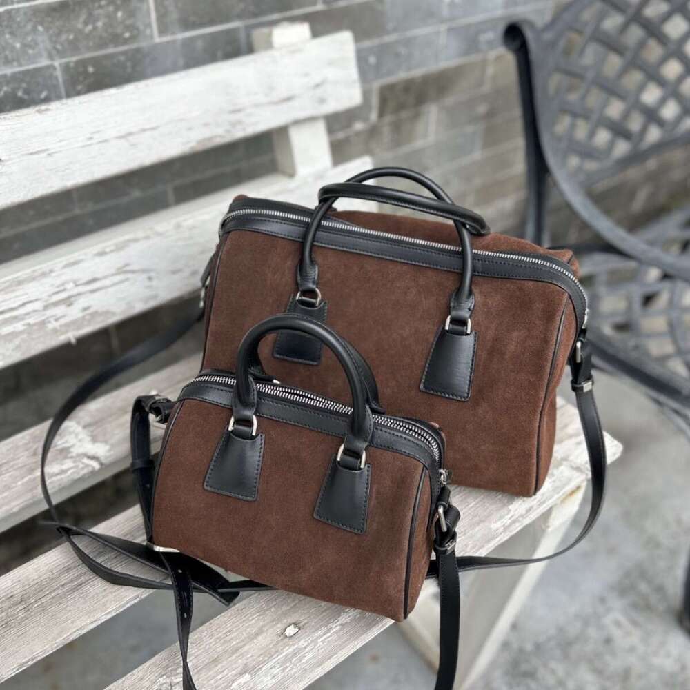 Designer Shoulder Internet Celebrity Hot Selling Color Block Suede Boston Bag For Women Autumn And Winter Fashion Large Capacity Nubuck Leather Handba
