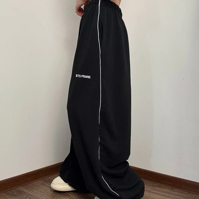 American wide leg sports womens autumn versatile loose fit slimming high waist straight leg casual sweatpants 251204