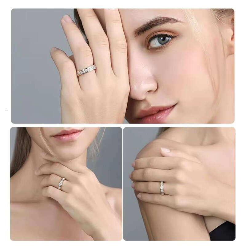 VVS Moissanite Chinese Channel Setting Women's Real Heart Exquisite Wedding and Fiancee 18k Gold Jewelry Ring