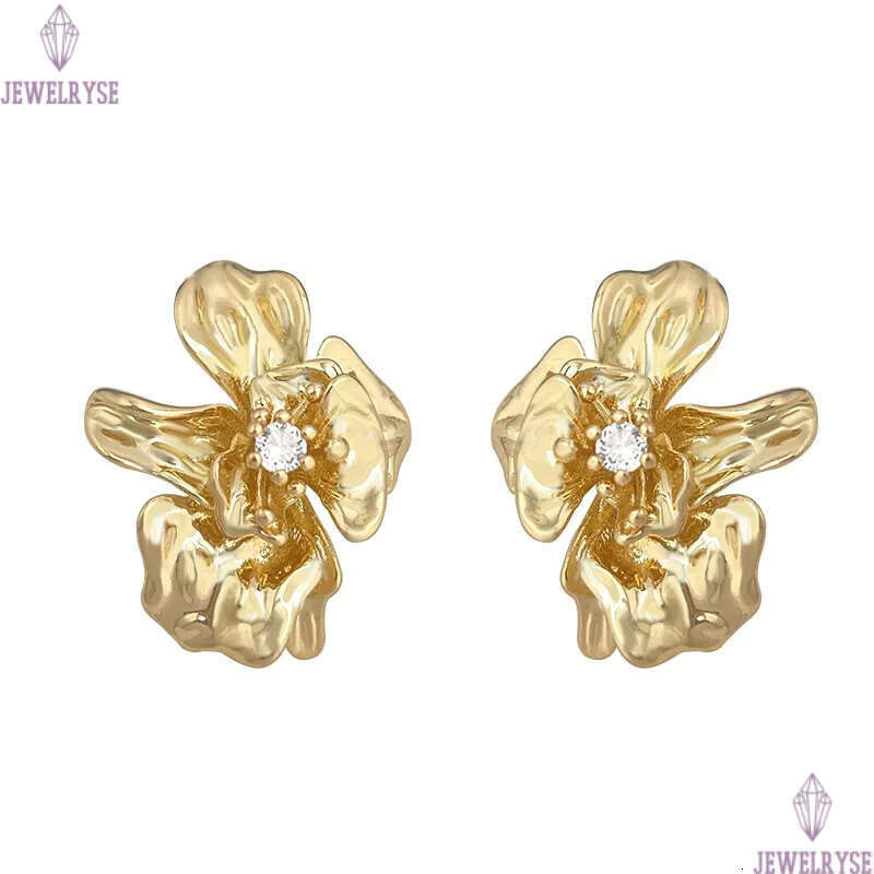 AAA cubic zirconia 18k gold flower CZ stud earring designer for woman home travel fashion earrings ear clip jewelry S925 silver needle daily outfit wo