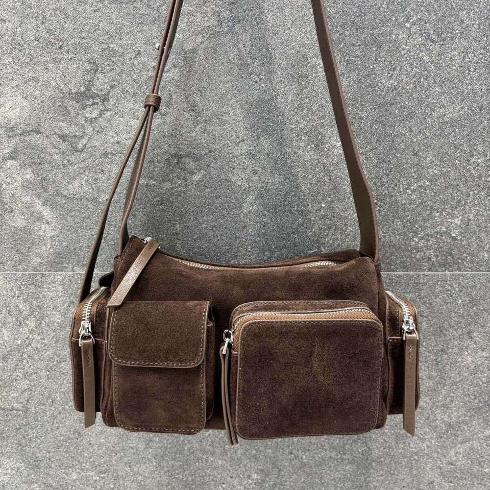 Luxury Designer Shoulder Totes Hobo High End Pocket Motorcycle Retro American Style Hot Girl Underarm Textured Top Layer Cowhide Single Crossbody Bag 