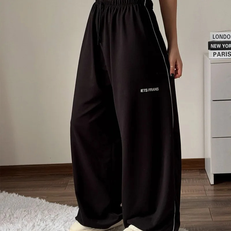 American wide leg sports womens autumn versatile loose fit slimming high waist straight leg casual sweatpants 251204