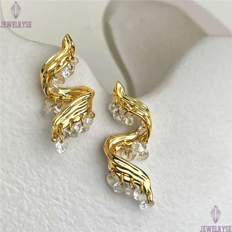 original 18k gold CZ tassels stud designer earring for woman travel charm AAA cubic zirconia earrings ear clip jewelry S925 silver needle womens frien