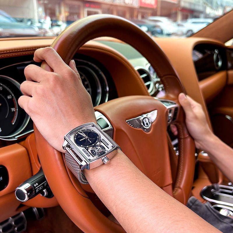 feike square watch advanced large dial multi-function black technology net red boyfriend barrel high-end men's watch