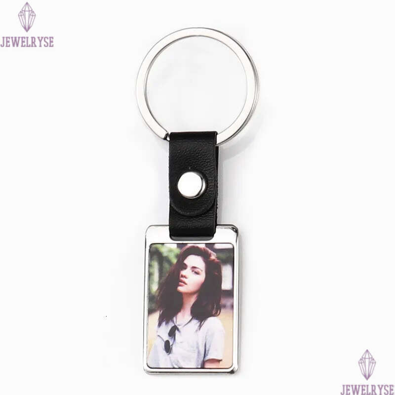 Fashion Thermal Transter DIY sublimation blank kechains leather square round oval kechain photo frame kering Silver Plated Allo Car Ke Ring Souvenir