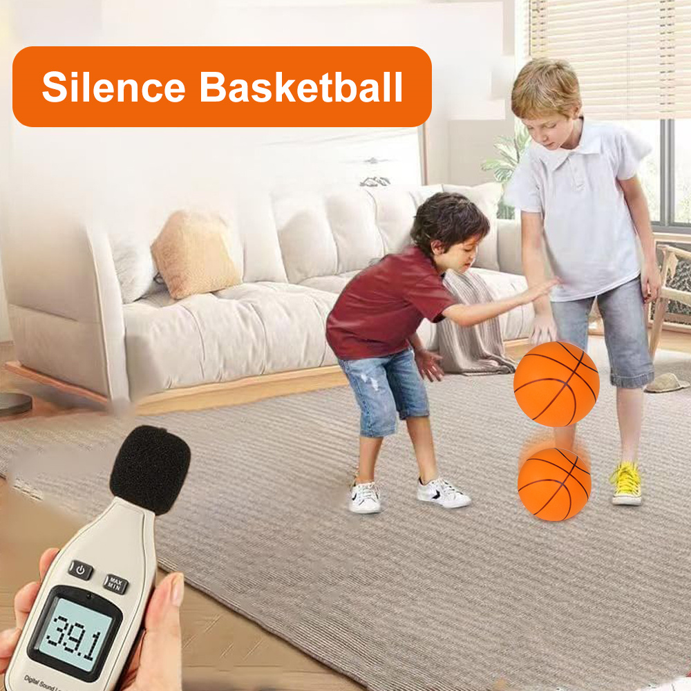 Indoor Silent Foam Basketball for Kids - No Noise Bouncy Squeezable Mute Ball Lightweight Sports Toy