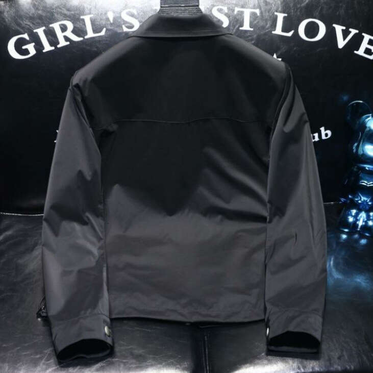 Solid Color Jacket Men's Spring And Autumn Shirt Turn-Down Collar Slim Fit Youth Simple Windproof Plus Size Coat